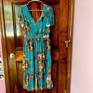 Floral flutter sleeve dress